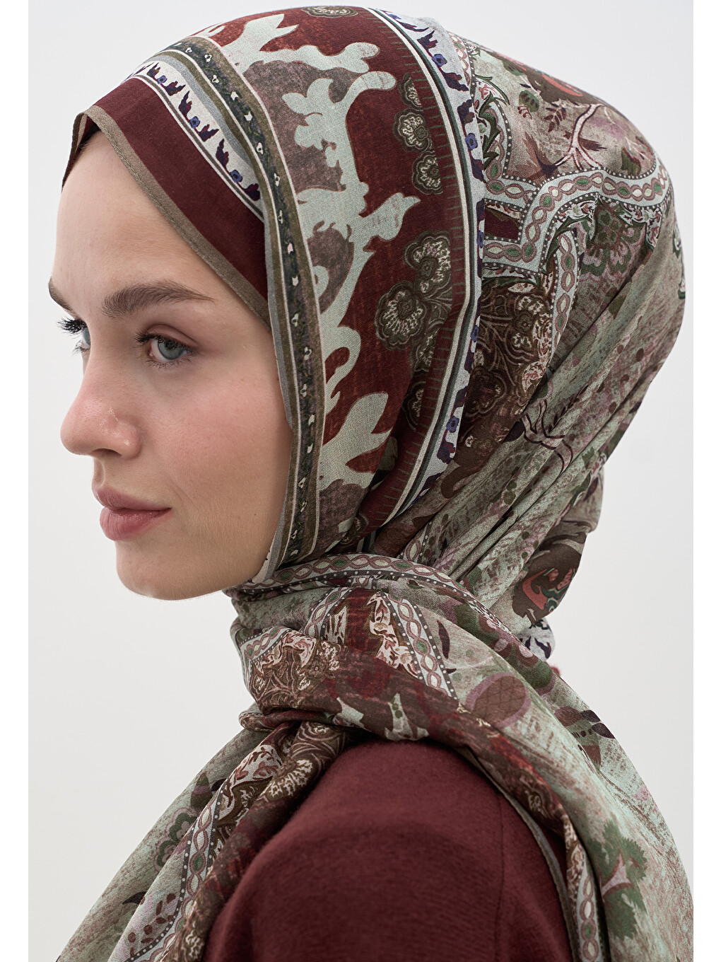 Arıane Desen Şal Bordo-2