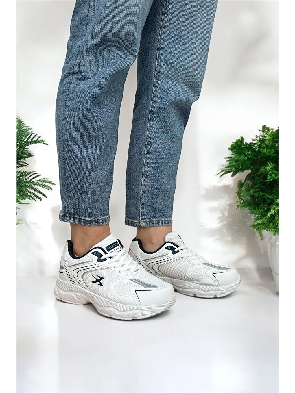 Unisex Su İtici Spor Ayakkabı Beyaz - Lacivert-13