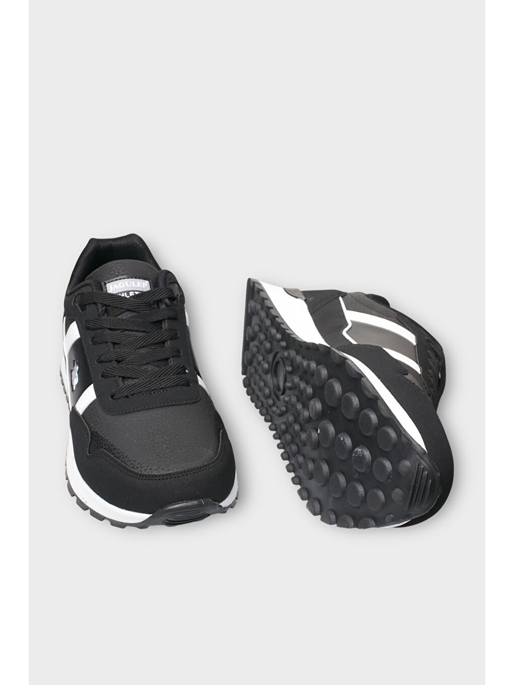 Erkek Ortopedik Cilt Günlük Yürüyüş Koşu Sneaker Spor Ayakkabı Siyah - Beyaz-5
