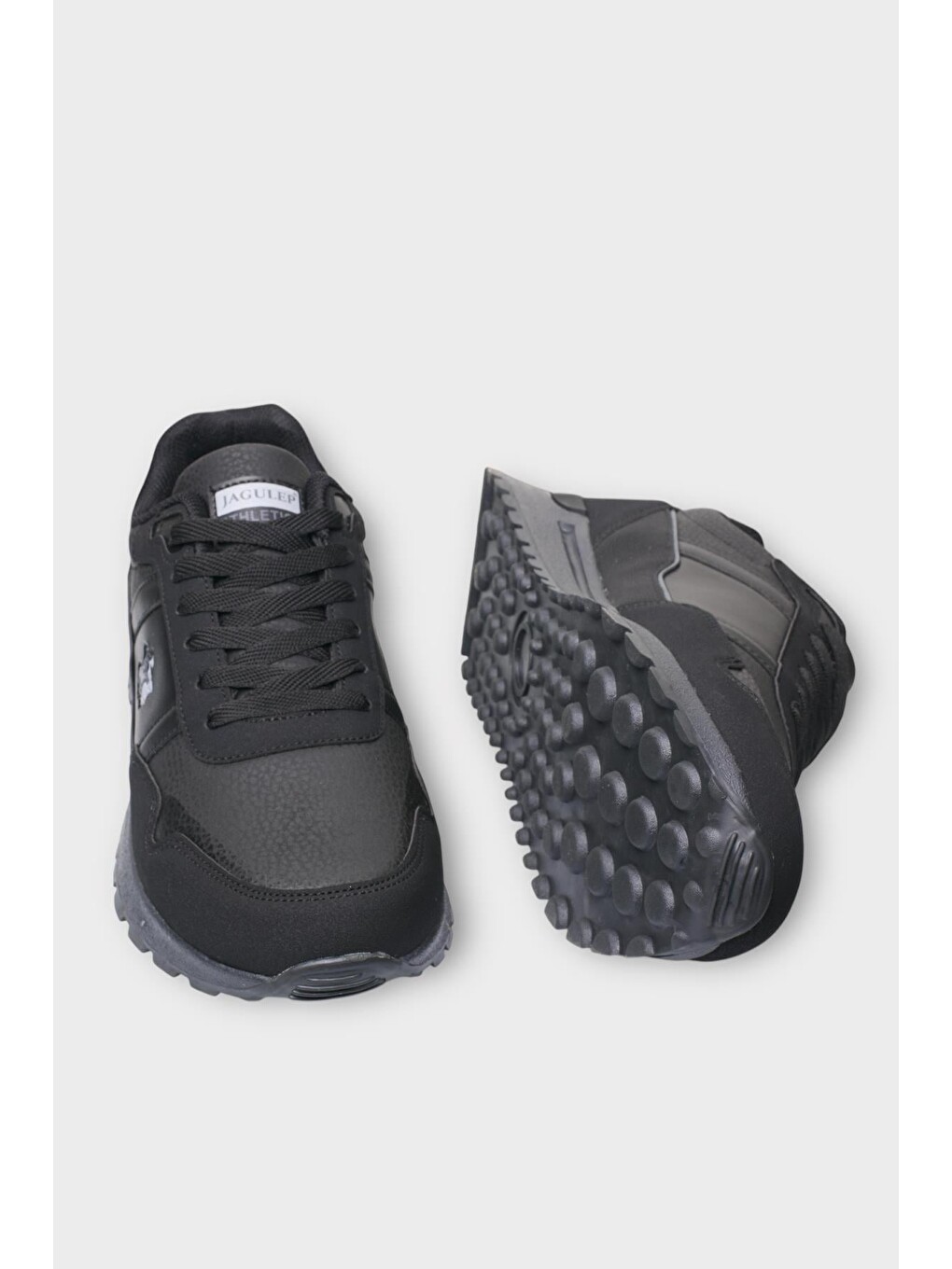 Erkek Ortopedik Cilt Günlük Yürüyüş Koşu Sneaker Spor Ayakkabı Siyah-3