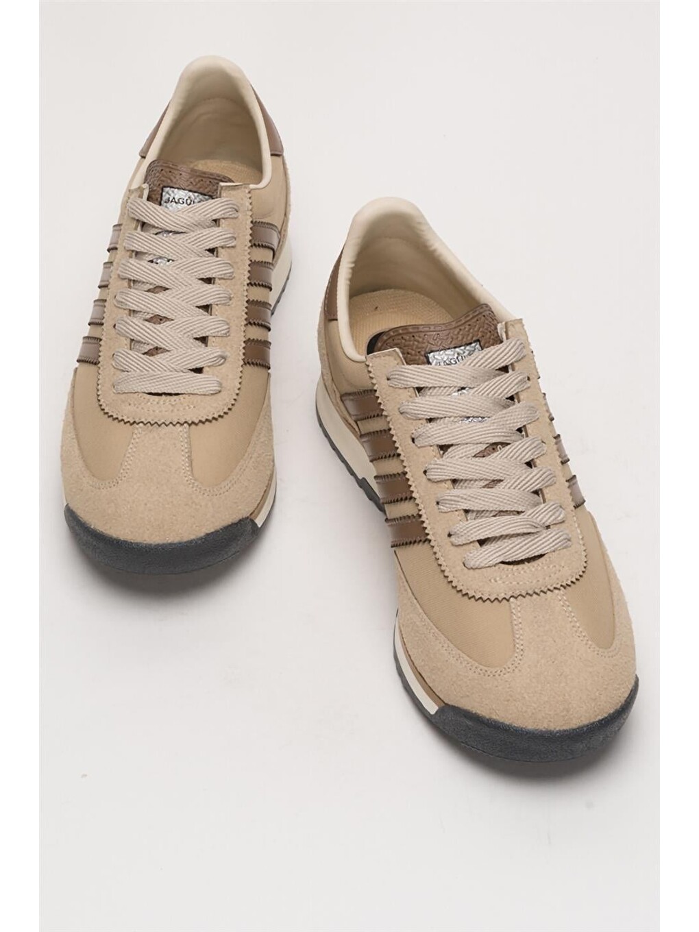 Erkek Günlük Rahat Taban Yumuşak Hafif Sneaker Bağcıklı Spor Ayakkabı Bej - Kahverengi-9