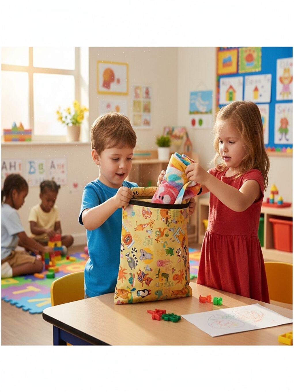 Karışık 2 Adet, 37x30 cm, Mom ve Summer Desen, Sıvı Geçirmeyen Çok Amaçlı Çanta, Ekonomik Set, Yıkanabilir-9