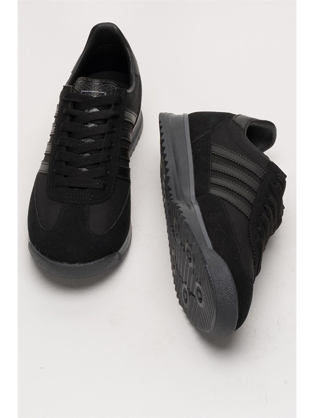 Erkek Günlük Rahat Taban Yumuşak Hafif Sneaker Bağcıklı Spor Ayakkabı Siyah-11