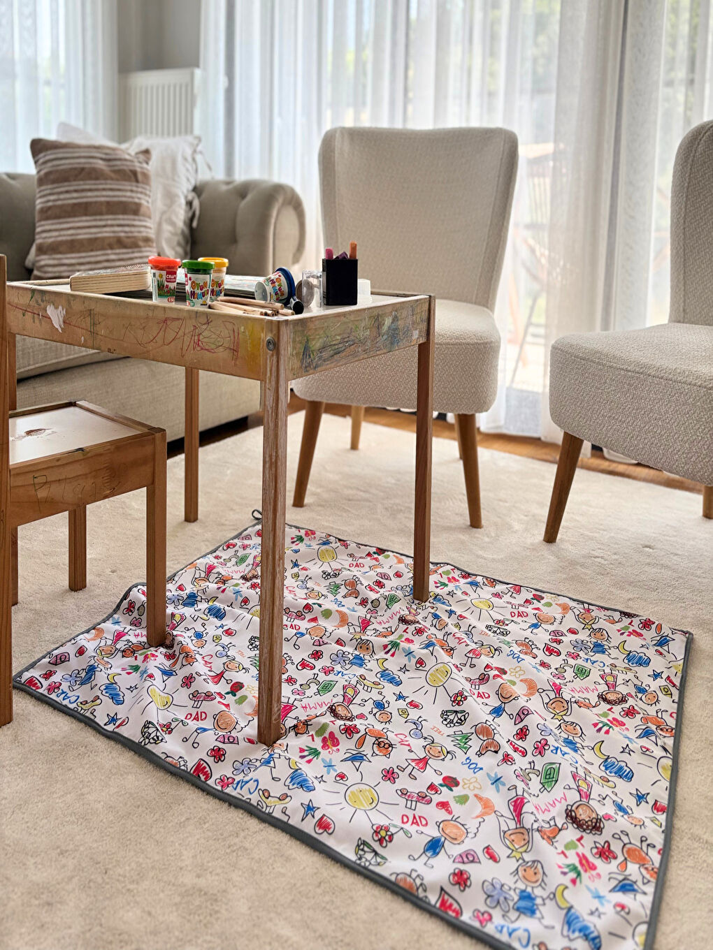 145x100cm, Family, Su Geçirmez, Yer/Masa Örtüsü, Aktivite, Yemek ve Oyun için Çok Amaçlı Örtü-10