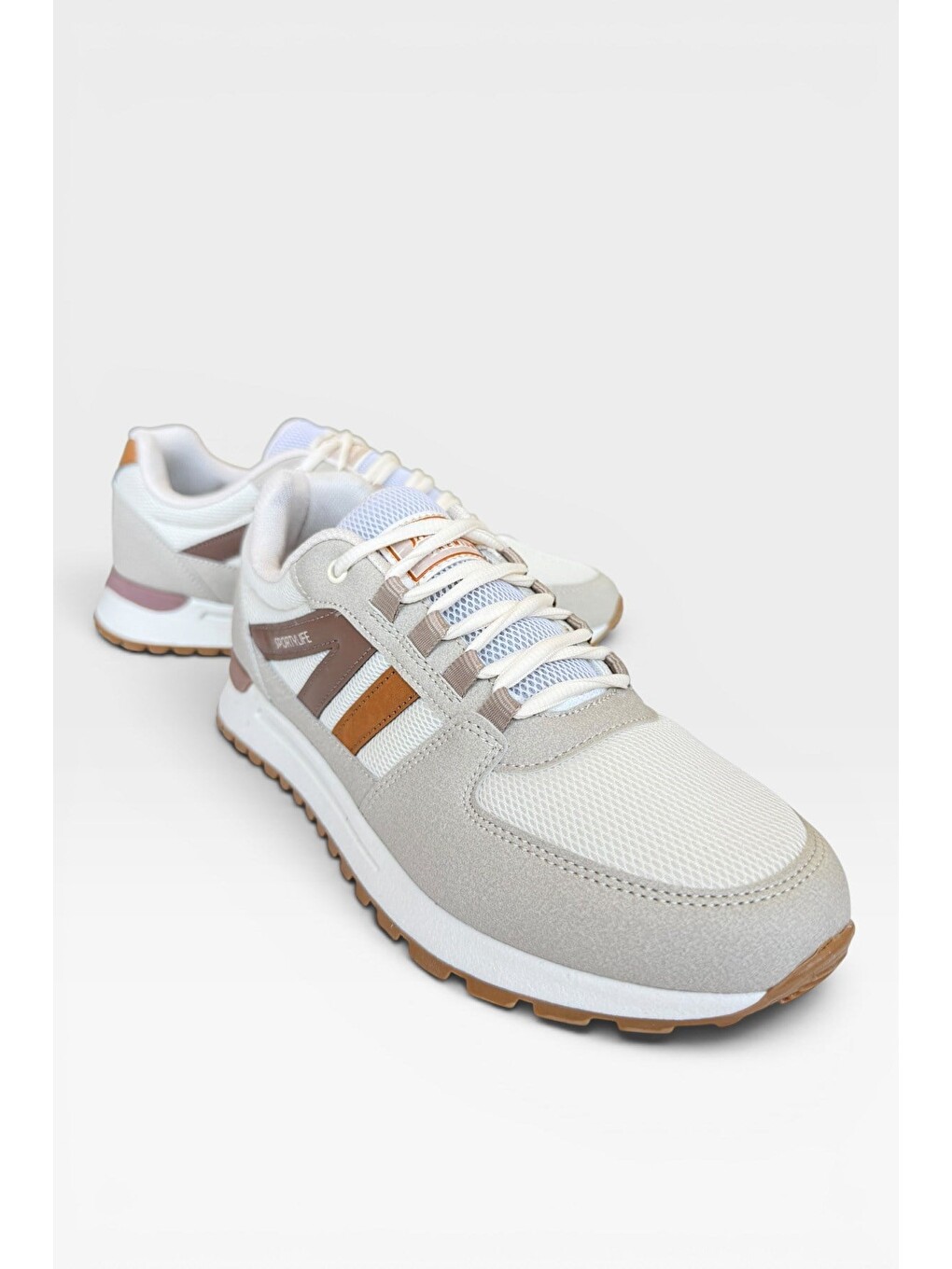 Erkek Ortopedik Airfile Günlük Yürüyüş Koşu Sneaker Spor Ayakkabı Bej-3