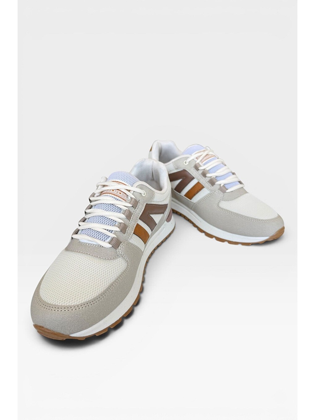 Erkek Ortopedik Airfile Günlük Yürüyüş Koşu Sneaker Spor Ayakkabı Bej-5