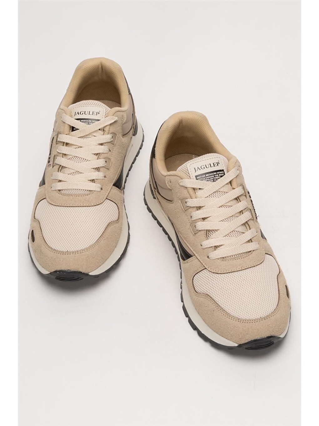 Erkek Ortopedik Günlük Yürüyüş Koşu Sneaker Spor Ayakkabı Bej-5