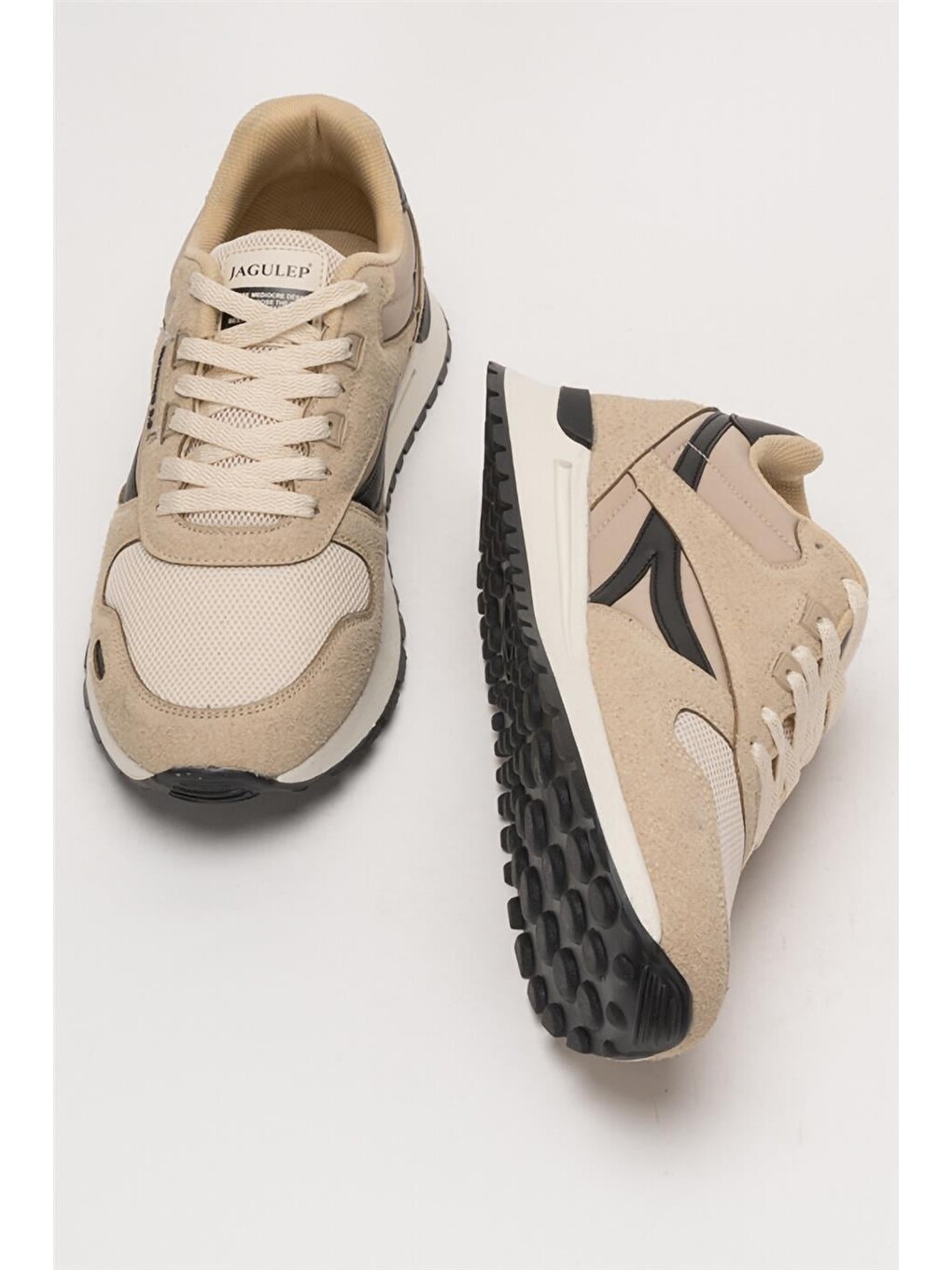 Erkek Ortopedik Günlük Yürüyüş Koşu Sneaker Spor Ayakkabı Bej-6