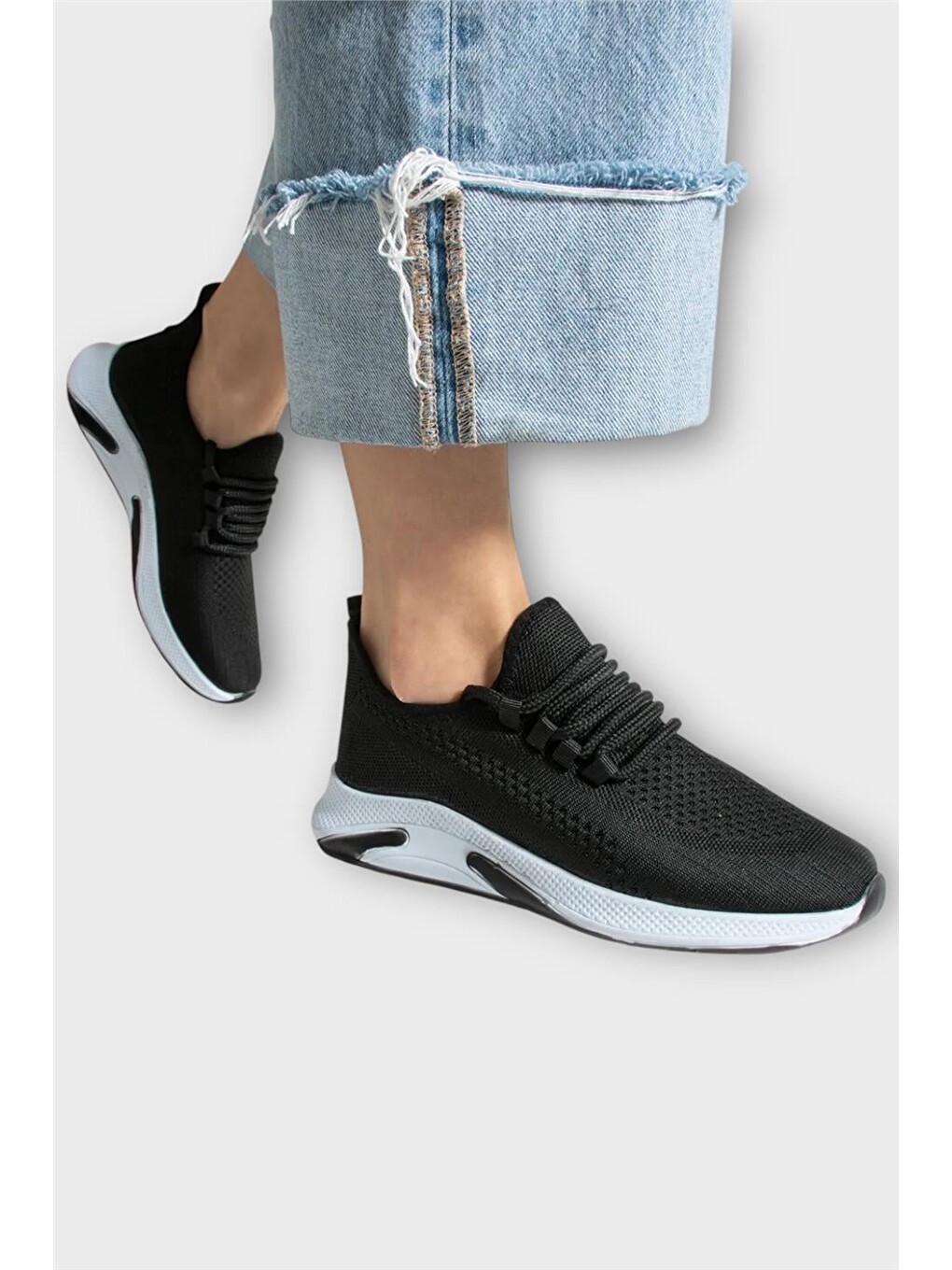 Unisex Yazlık Triko Spor Ayakkabı Siyah - Beyaz-18