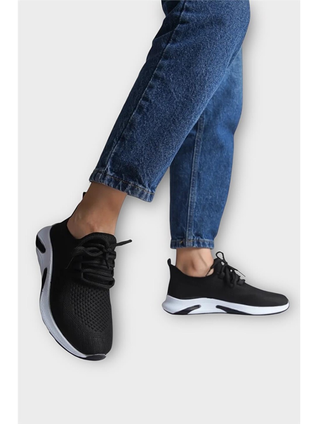 Unisex Yazlık Triko Spor Ayakkabı Siyah - Beyaz-13