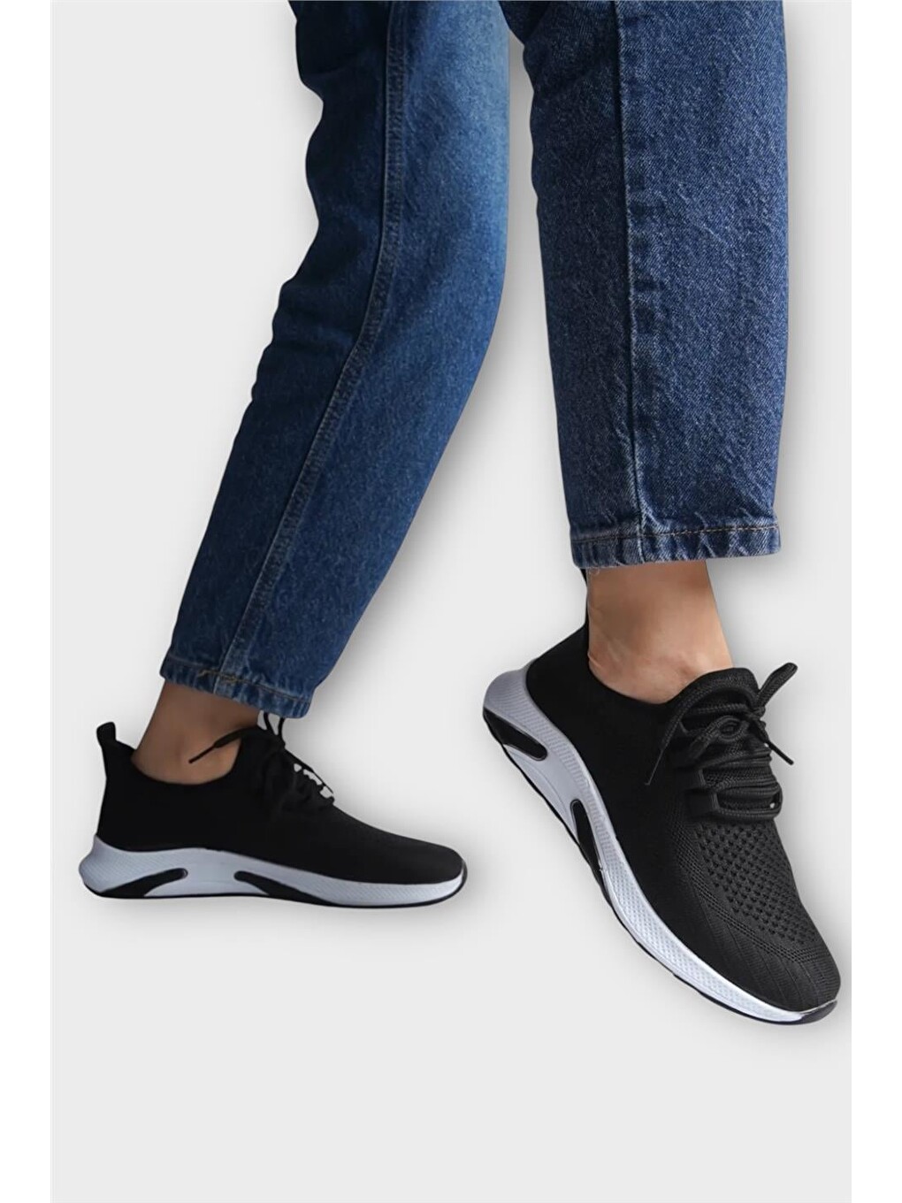 Unisex Yazlık Triko Spor Ayakkabı Siyah - Beyaz-16