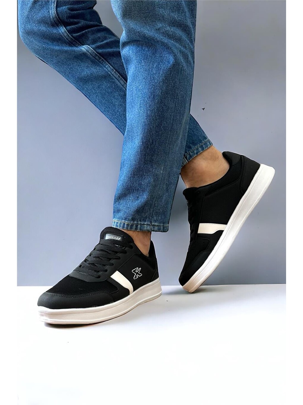 Erkek Günlük Sneaker Rahat Spor Ayakkabı Siyah Beyaz-19