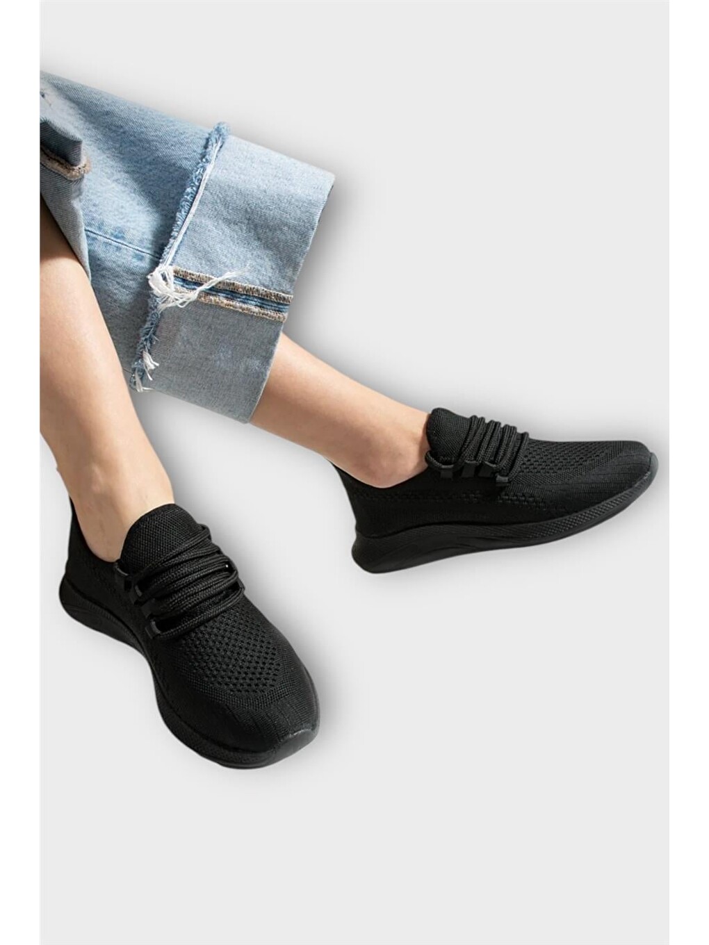Unisex Yazlık Triko Spor Ayakkabı Siyah-6