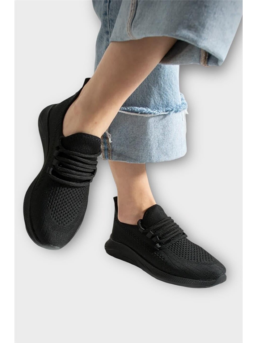 Unisex Yazlık Triko Spor Ayakkabı Siyah-7