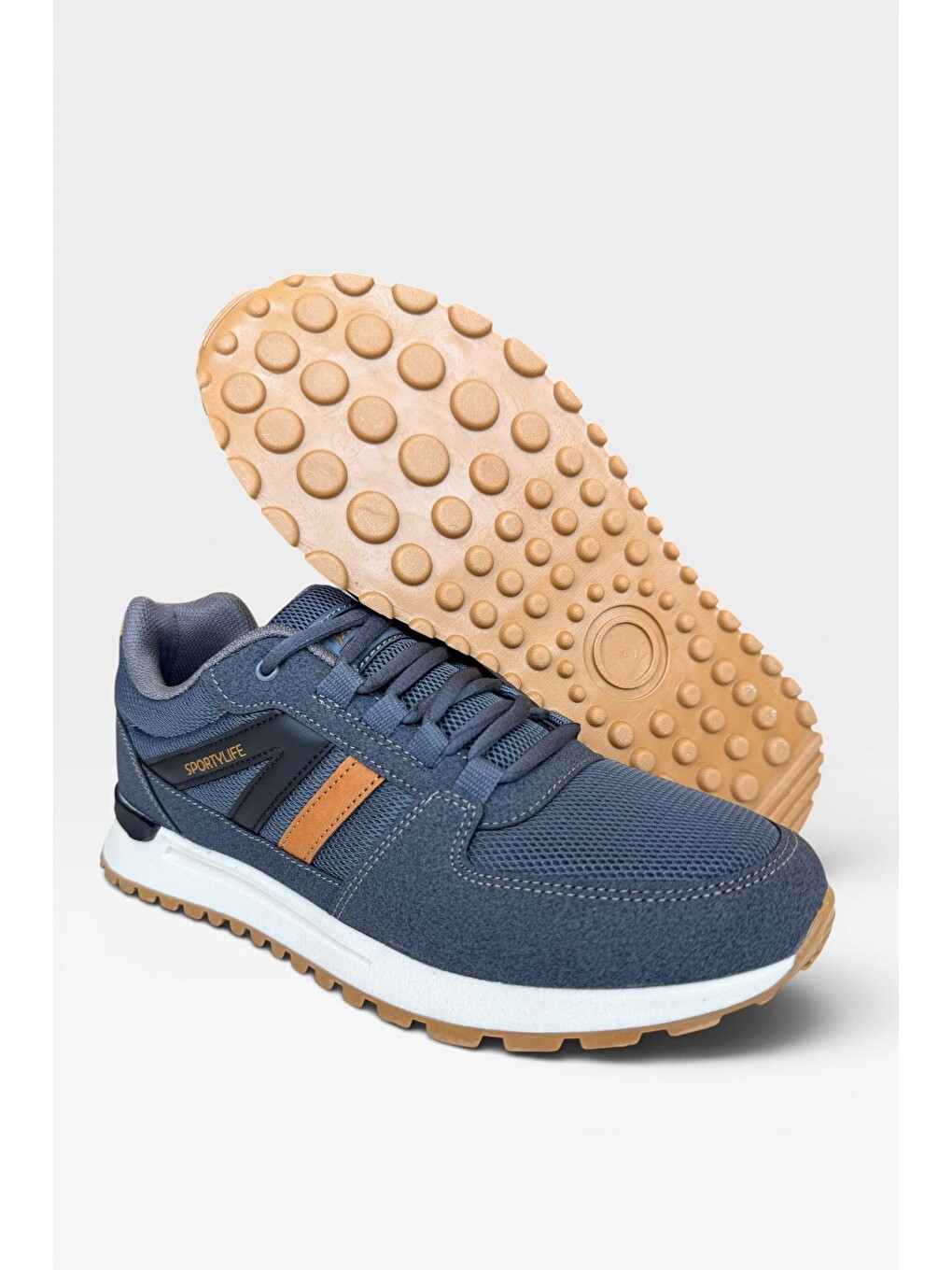 Gri Erkek Ortopedik Airfile Günlük Yürüyüş Koşu Sneaker Spor Ayakkabı Füme-4