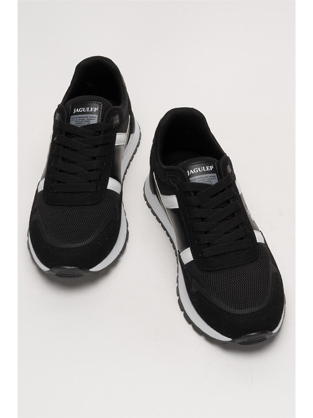 Erkek Ortopedik Günlük Yürüyüş Koşu Sneaker Spor Ayakkabı Siyah - Beyaz-10