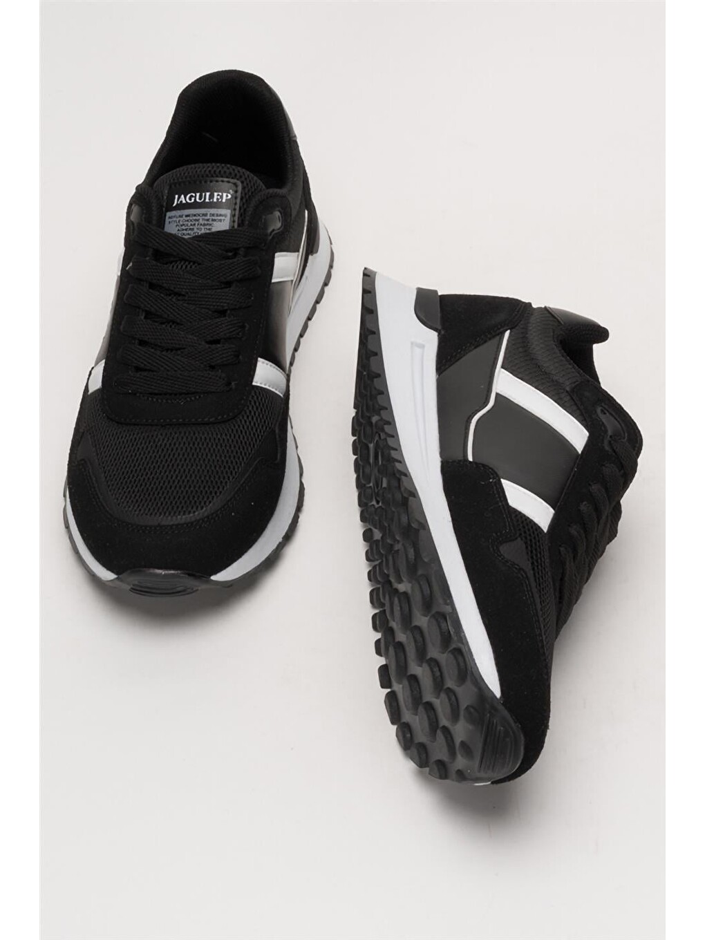 Erkek Ortopedik Günlük Yürüyüş Koşu Sneaker Spor Ayakkabı Siyah - Beyaz-12