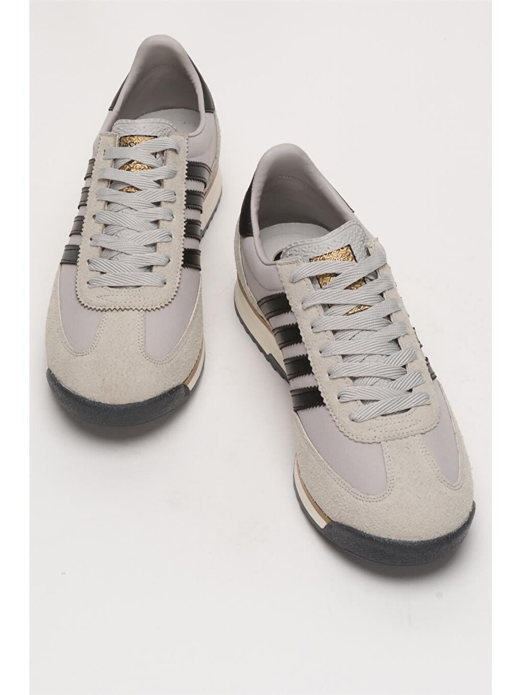 Gri Erkek Günlük Rahat Taban Yumuşak Hafif Sneaker Bağcıklı Spor Ayakkabı Buz - Siyah-5