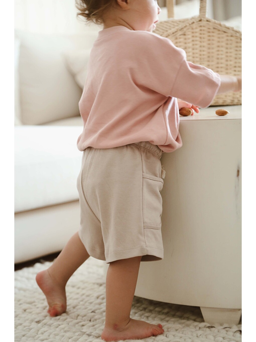 Pembe Bisiklet Yaka Oversize T-shirt Bebek - Çocuk-4