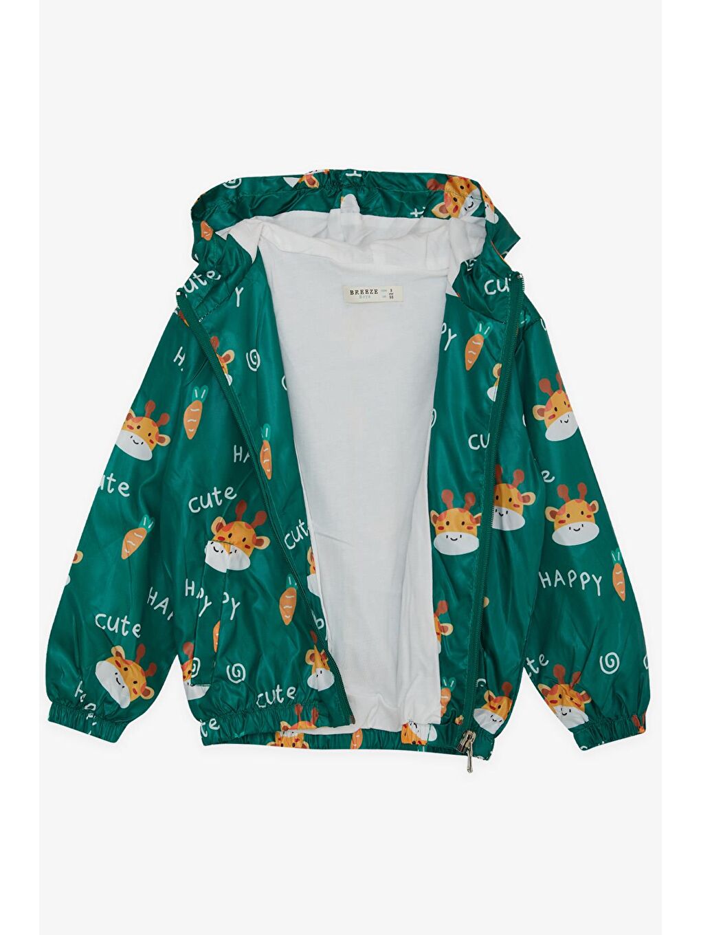 Erkek Çocuk Yağmurluk Sevimli Zürafa Desenli Yeşil (1-6 Yaş)-1