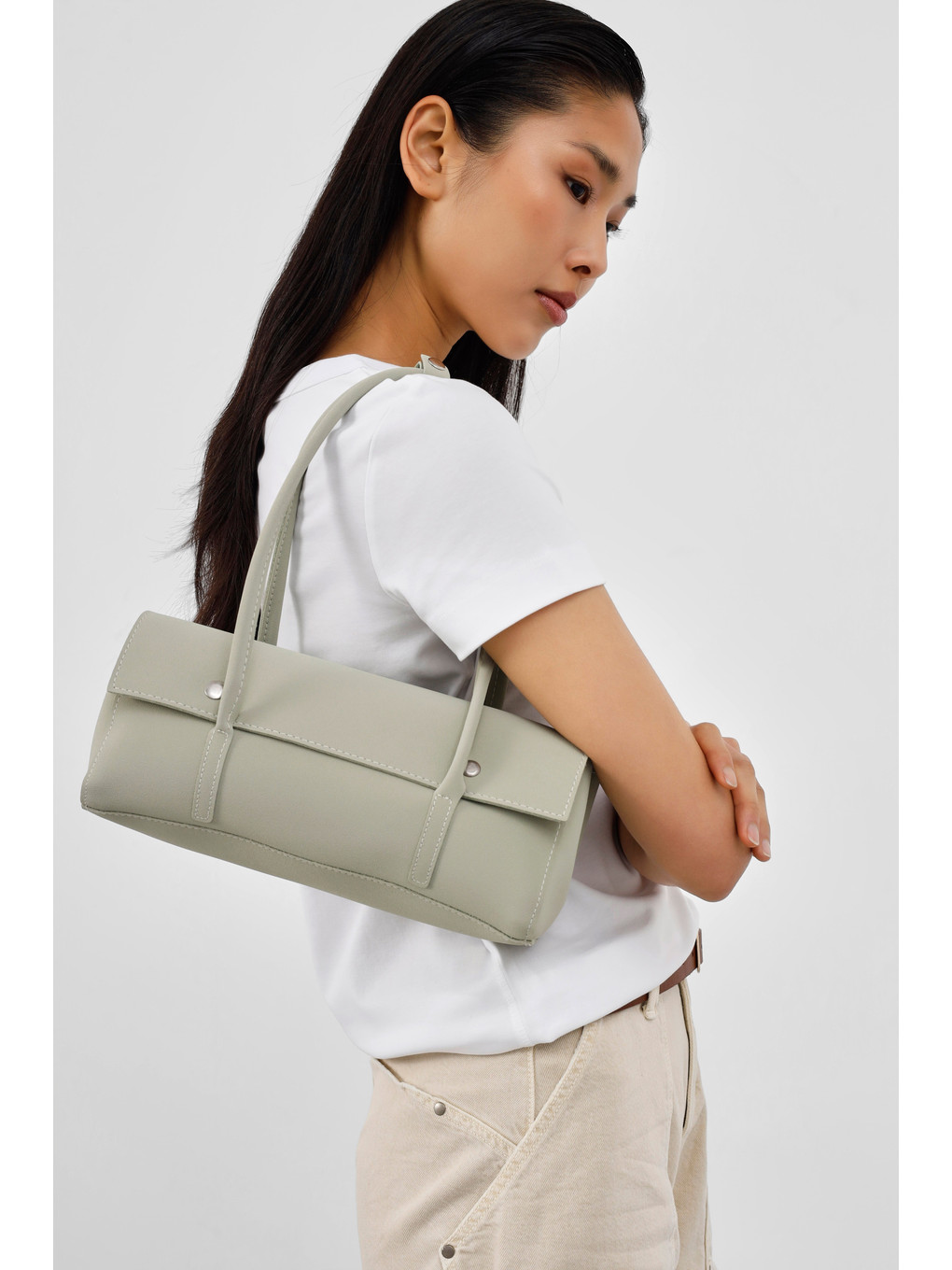 Yeşil Mari Vintage Baget Çanta Mint-4