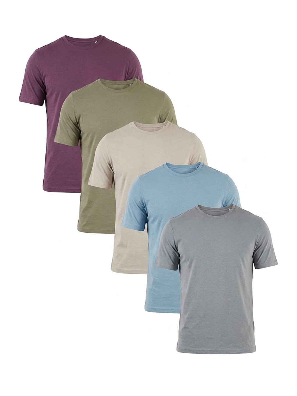 Gri Pamuklu Regular Fit Bisiklet Yaka 5'li Paket T Shirt 59020204s5