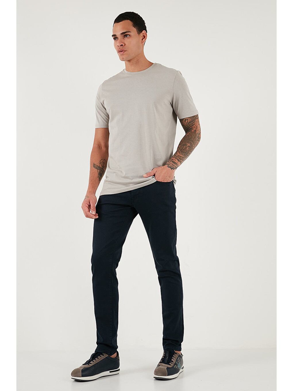 Gri Pamuklu Regular Fit Bisiklet Yaka 5'li Paket T Shirt 59020204s5-3