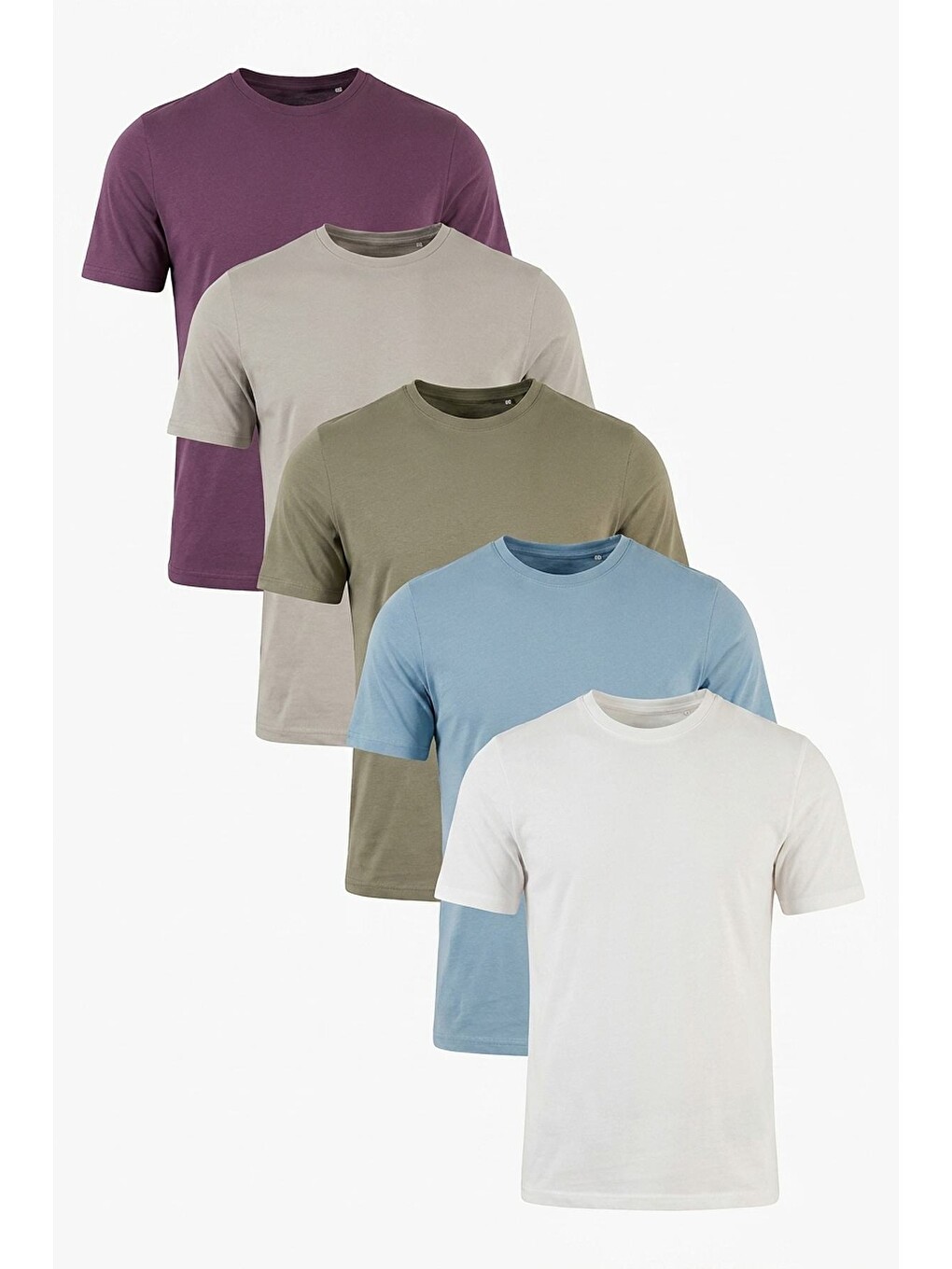 Ekru Pamuklu Regular Fit Bisiklet Yaka 5'li Paket T Shirt 59020204s5