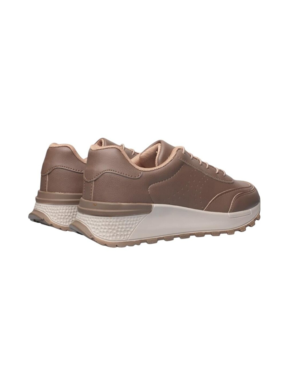 Bej Kadın Bağcıklı Kolay Giyilebilir Mevsimlik Sneaker Spor Ayakkabı Vizon-9