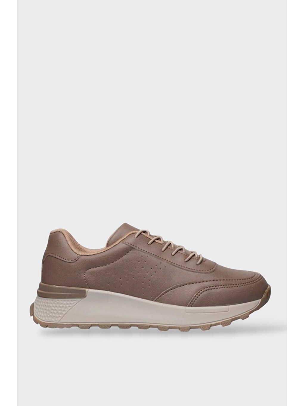 Bej Kadın Bağcıklı Kolay Giyilebilir Mevsimlik Sneaker Spor Ayakkabı Vizon