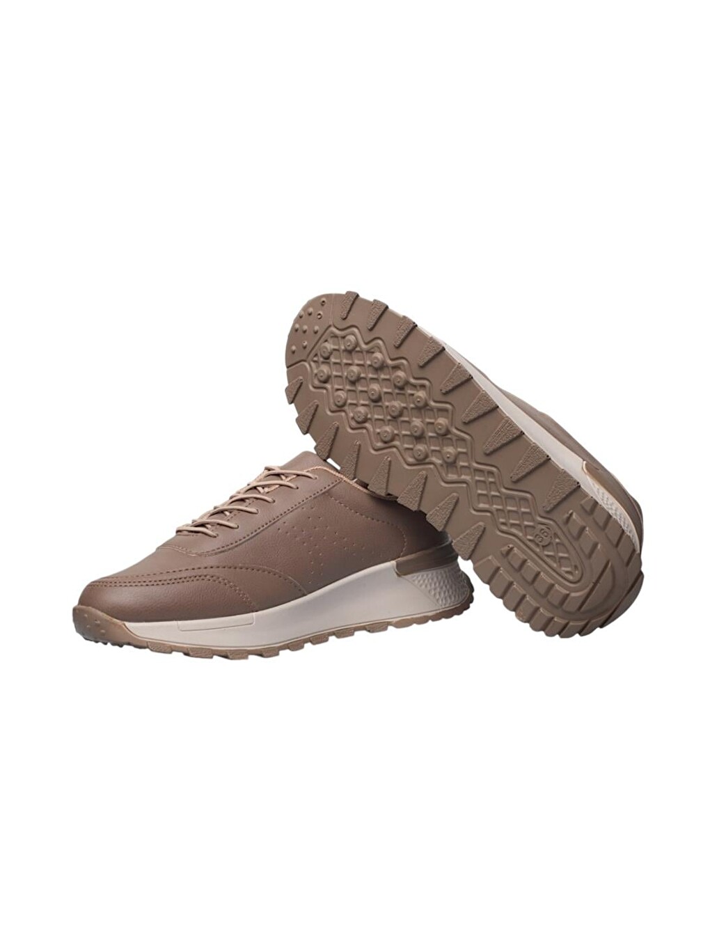 Bej Kadın Bağcıklı Kolay Giyilebilir Mevsimlik Sneaker Spor Ayakkabı Vizon-7