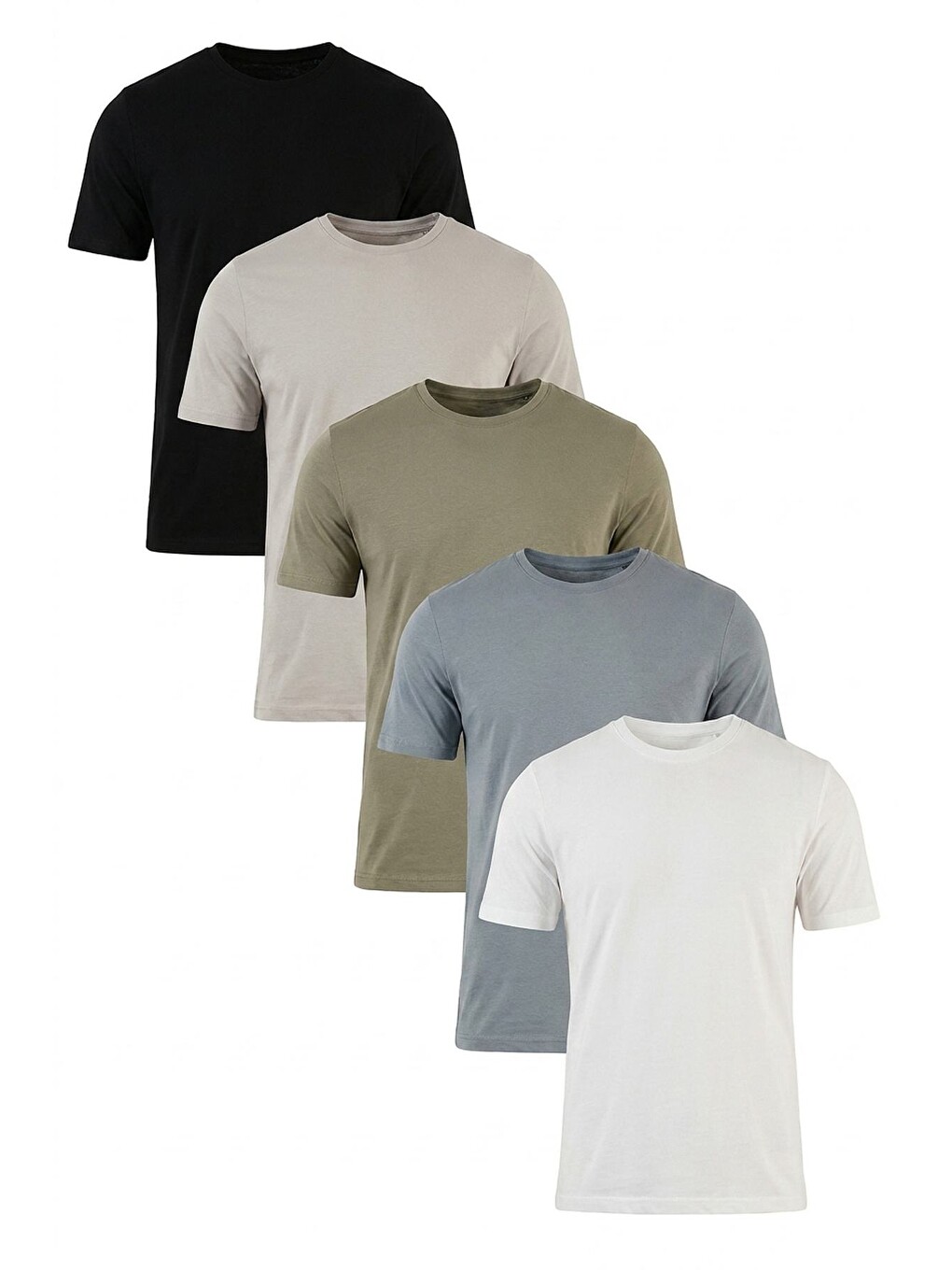 Siyah Pamuklu Regular Fit Bisiklet Yaka 5'li Paket T Shirt 59020204s5