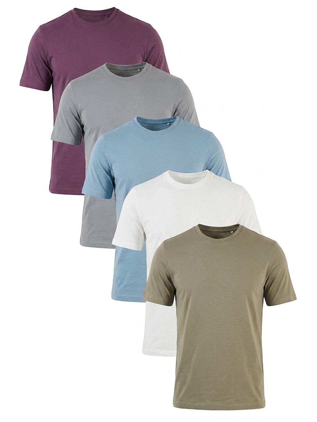 Gri Pamuklu Regular Fit Bisiklet Yaka 5'li Paket T Shirt 59020204s5