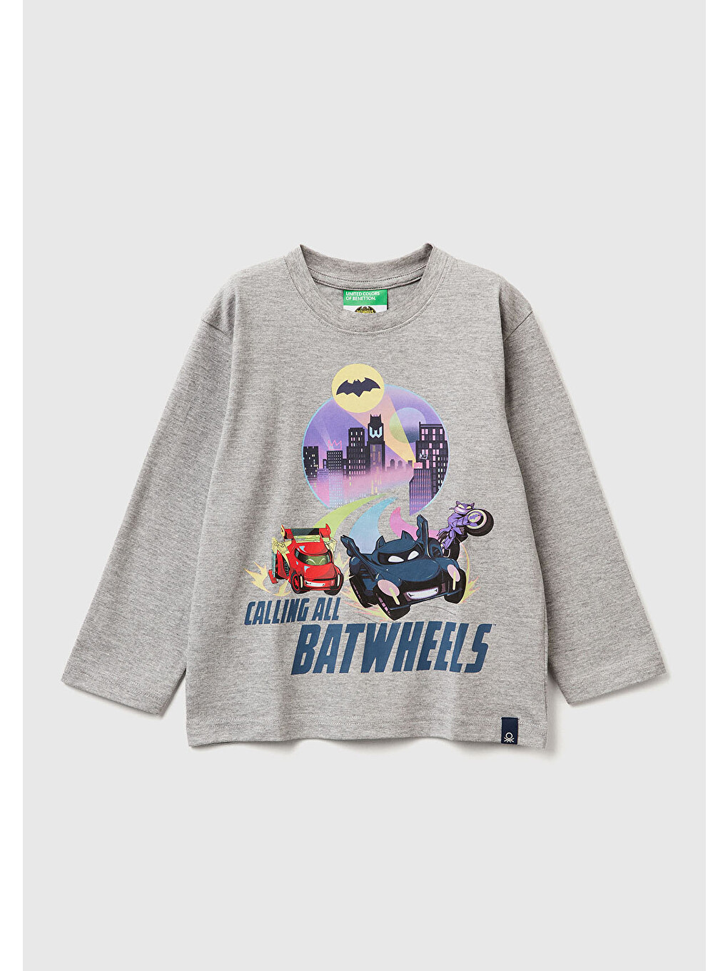 Erkek Çocuk Gri Melanj Önü Ve Arkası Çok Renkli Batwheels Baskılı Logo Etiketli Jarse T-shirt