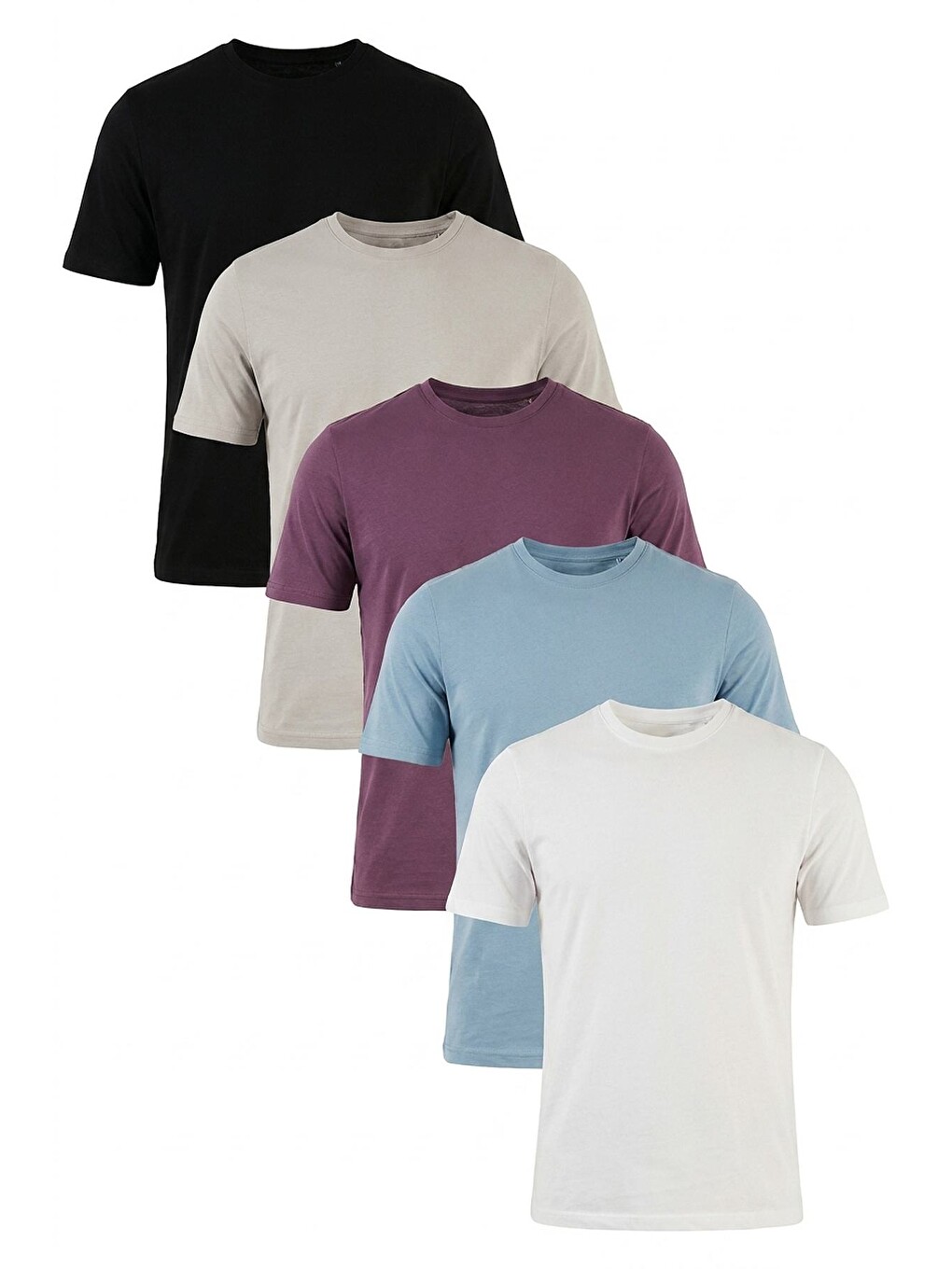 Siyah Pamuklu Regular Fit Bisiklet Yaka 5'li Paket T Shirt 59020204s5