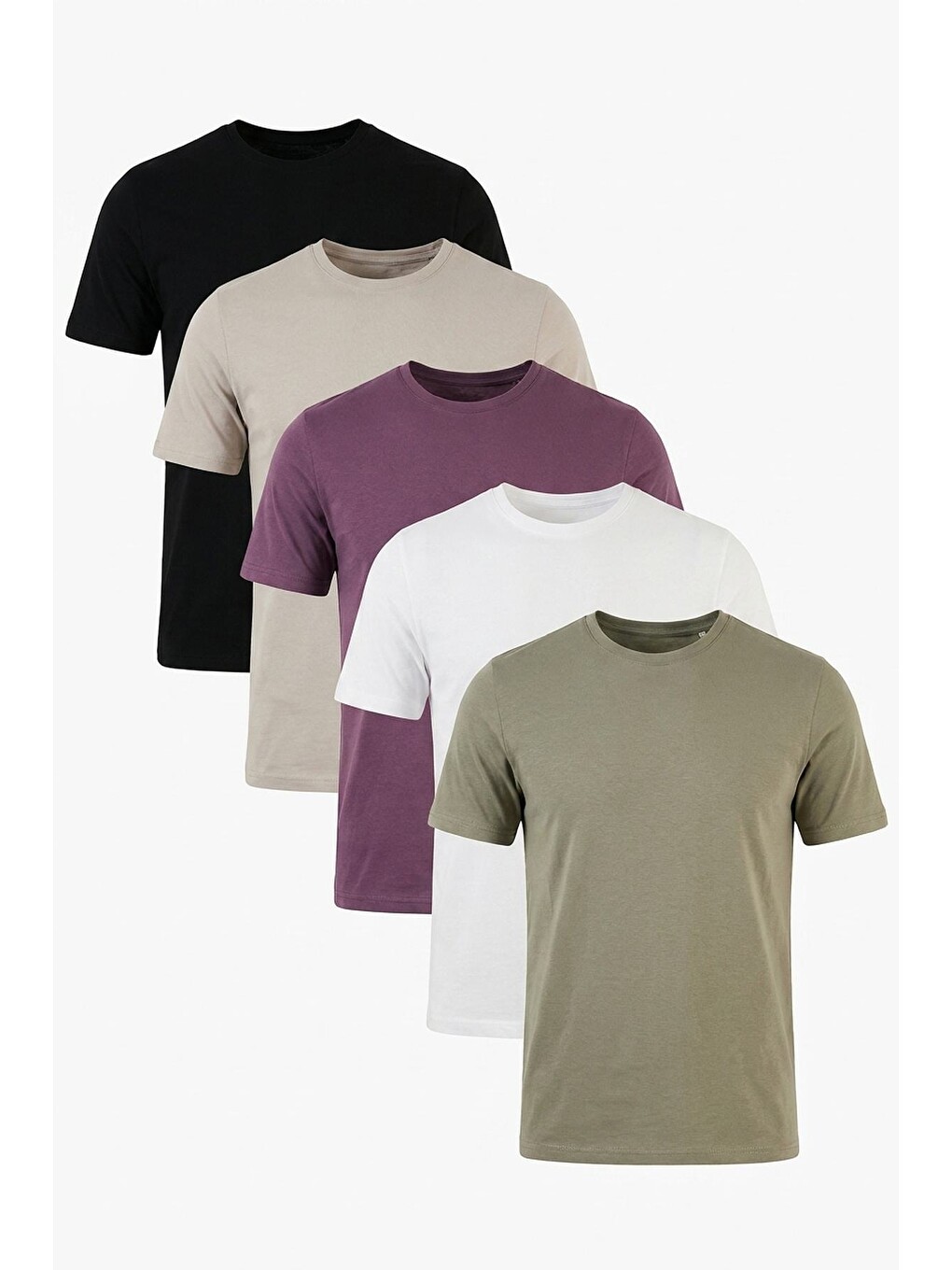 Gri Pamuklu Regular Fit Bisiklet Yaka 5'li Paket T Shirt 59020204s5
