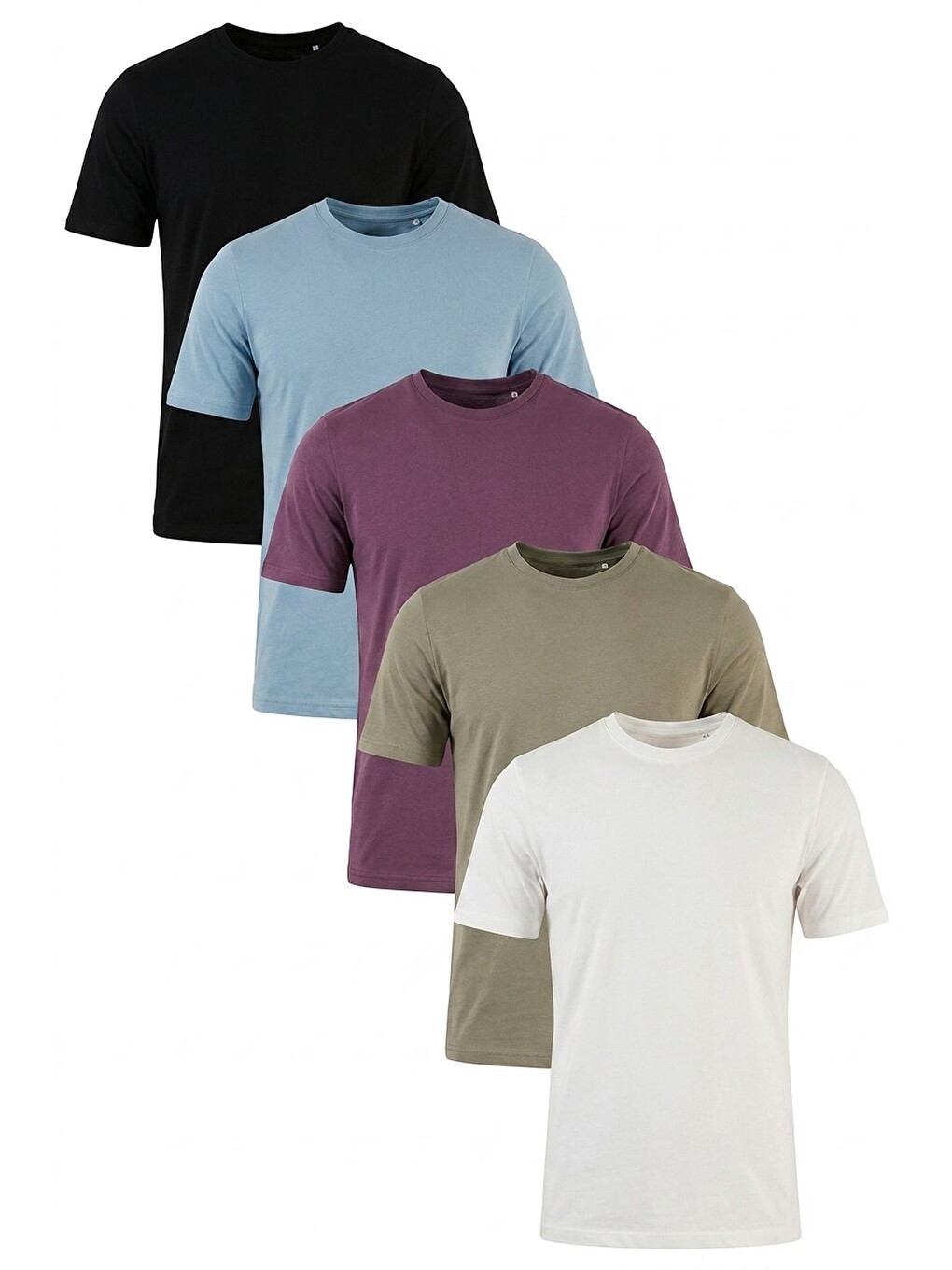Ekru Pamuklu Regular Fit Bisiklet Yaka 5'li Paket T Shirt 59020204s5