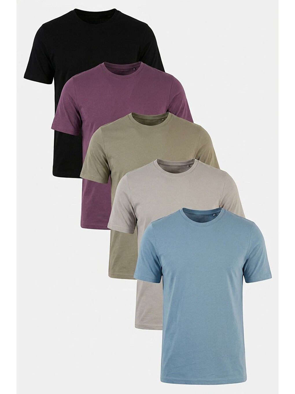 Gri Pamuklu Regular Fit Bisiklet Yaka 5'li Paket T Shirt 59020204s5