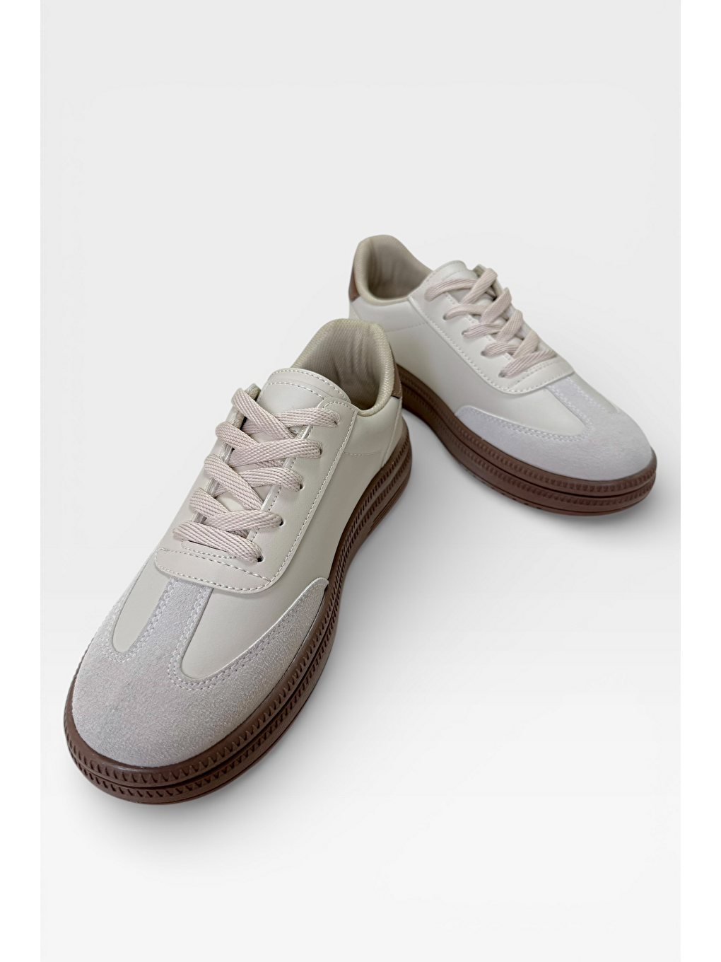Unisex Rahat Hafif Termo Taban Kadın Sneaker Ayakkabı Bej-4