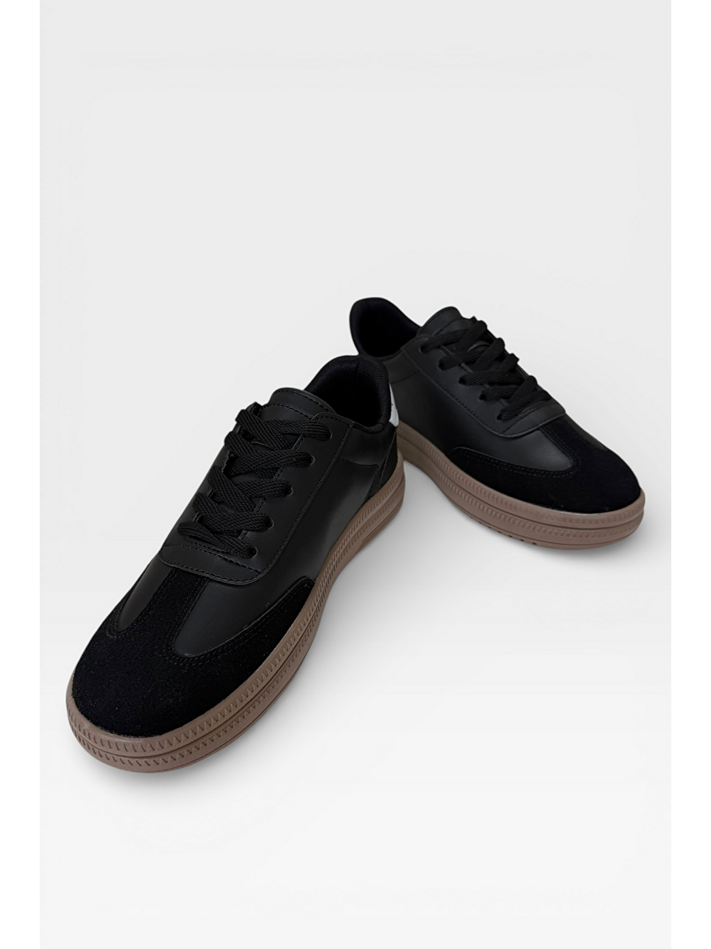 Unisex Rahat Hafif Termo Taban Kadın Sneaker Ayakkabı Siyah - Beyaz-2