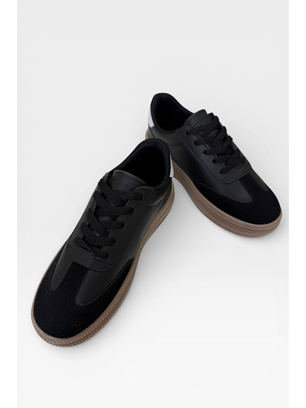 Unisex Rahat Hafif Termo Taban Kadın Sneaker Ayakkabı Siyah - Beyaz-5