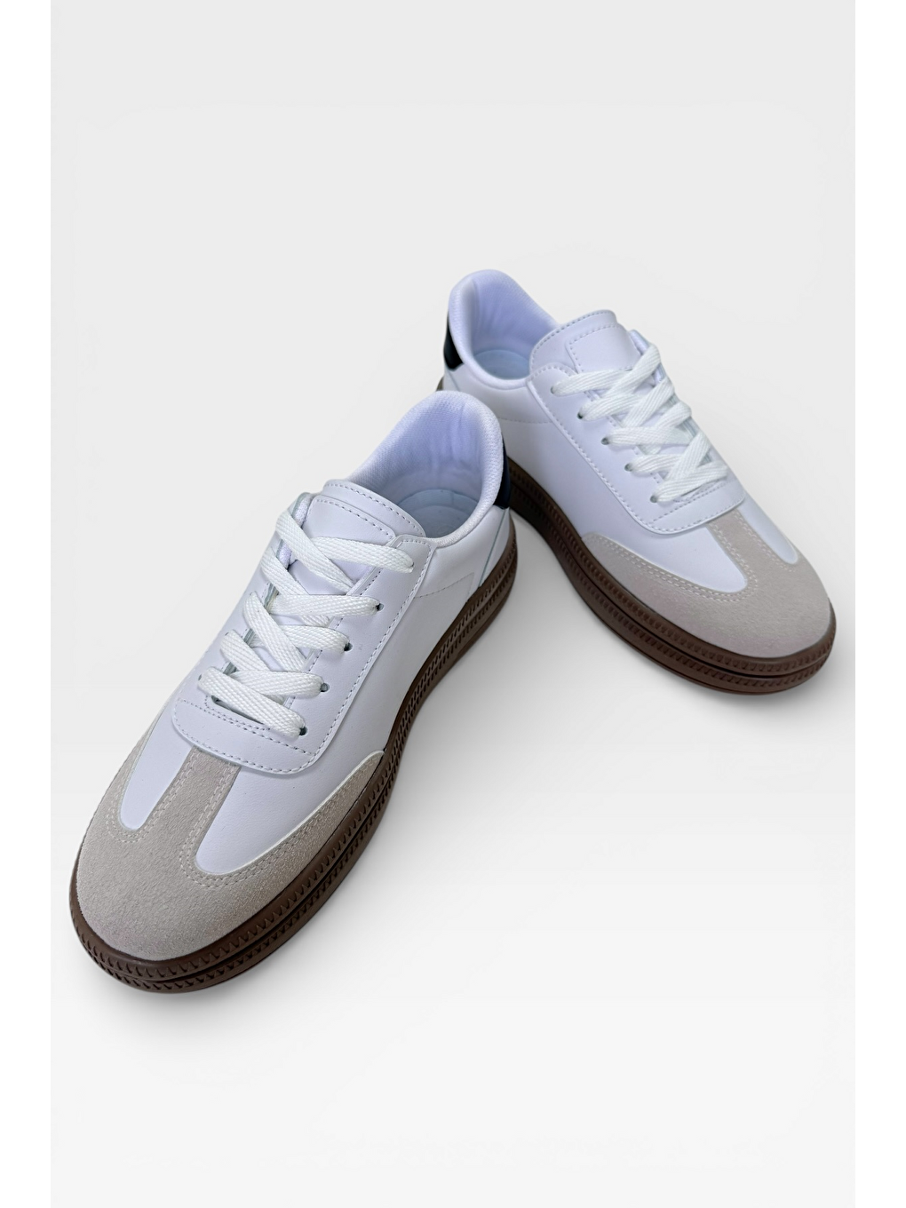 Unisex Rahat Hafif Termo Taban Kadın Sneaker Ayakkabı Beyaz Siyah-3