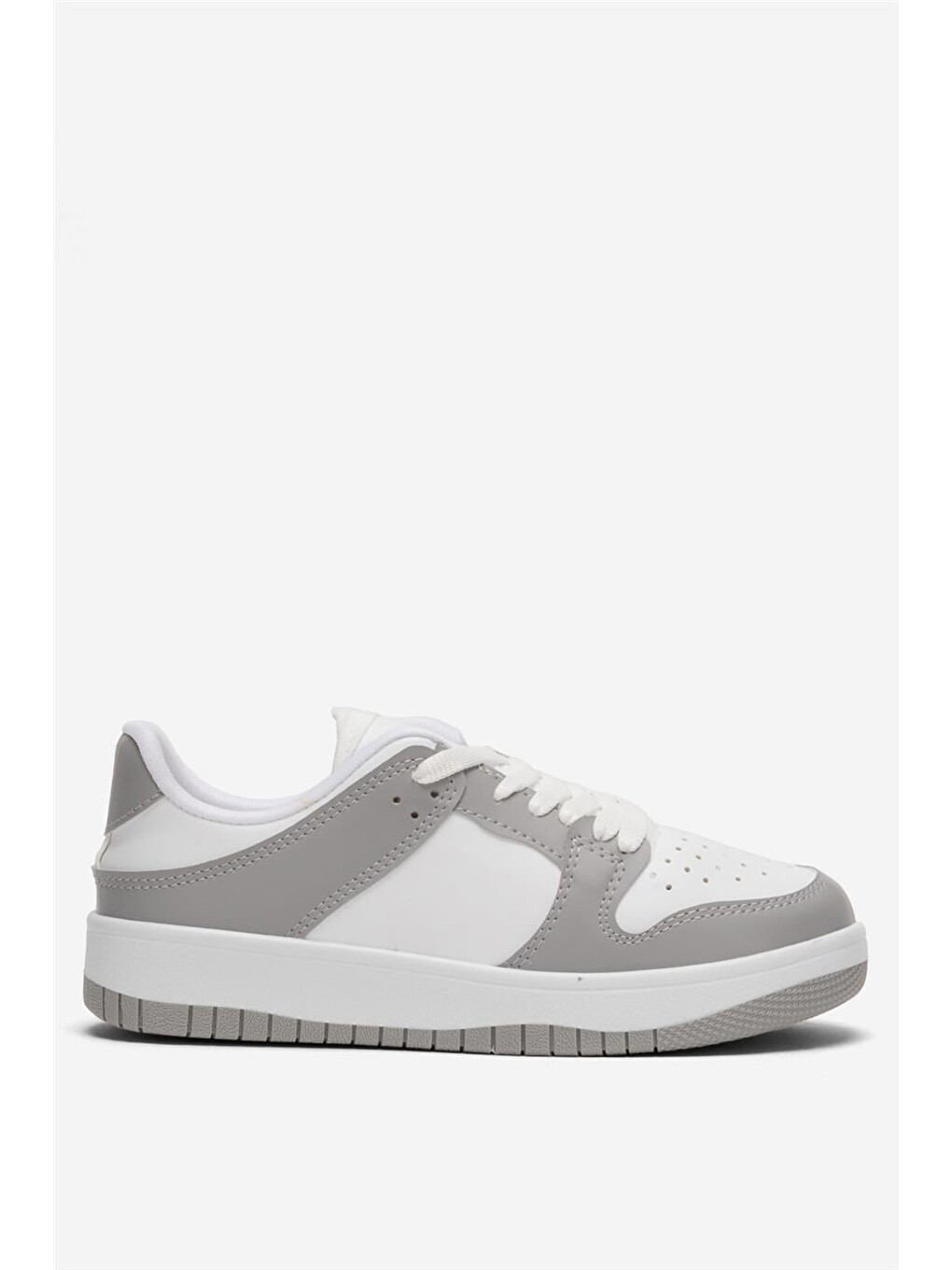 Unisex Bağcıklı Spor Sneaker Ayakkabı Beyaz - Gri