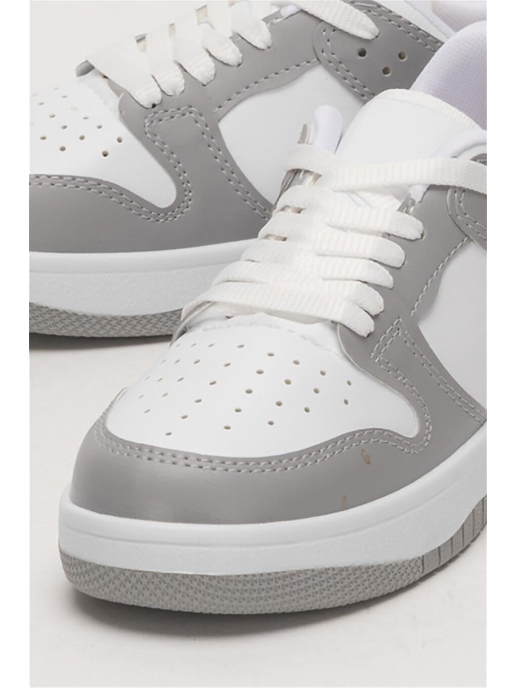 Unisex Bağcıklı Spor Sneaker Ayakkabı Beyaz - Gri-11