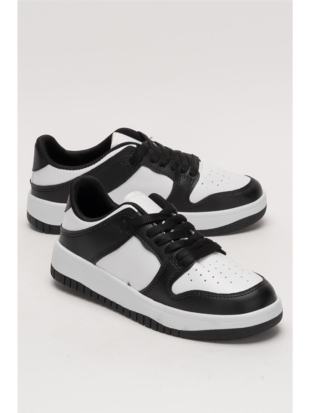 Unisex Bağcıklı Spor Sneaker Ayakkabı Beyaz - Siyah-2