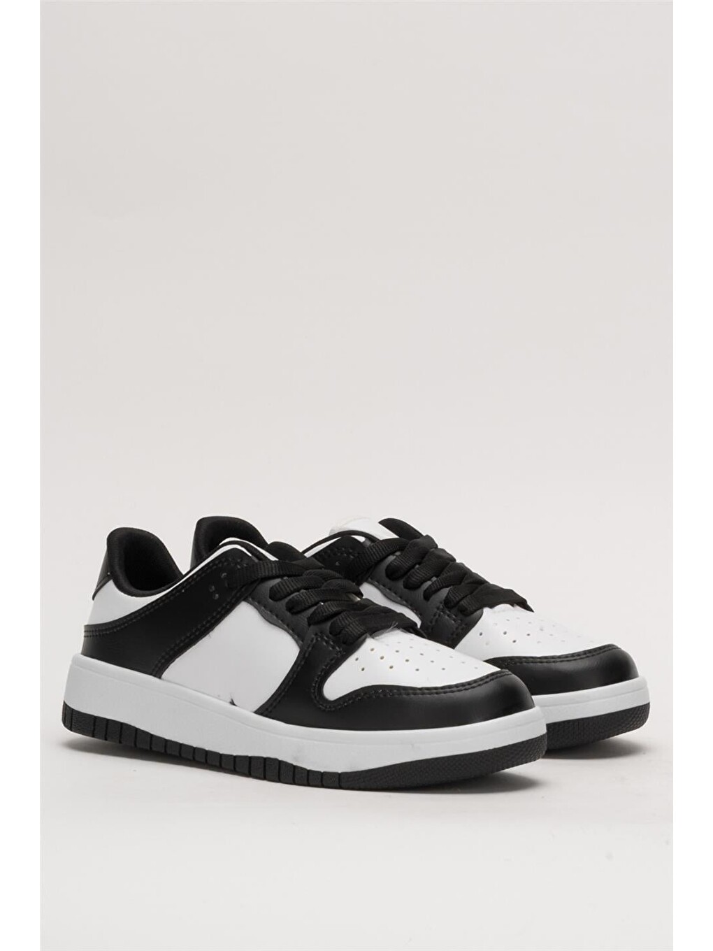 Unisex Bağcıklı Spor Sneaker Ayakkabı Beyaz - Siyah-4