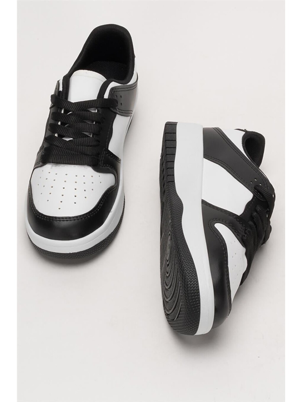 Unisex Bağcıklı Spor Sneaker Ayakkabı Beyaz - Siyah-10