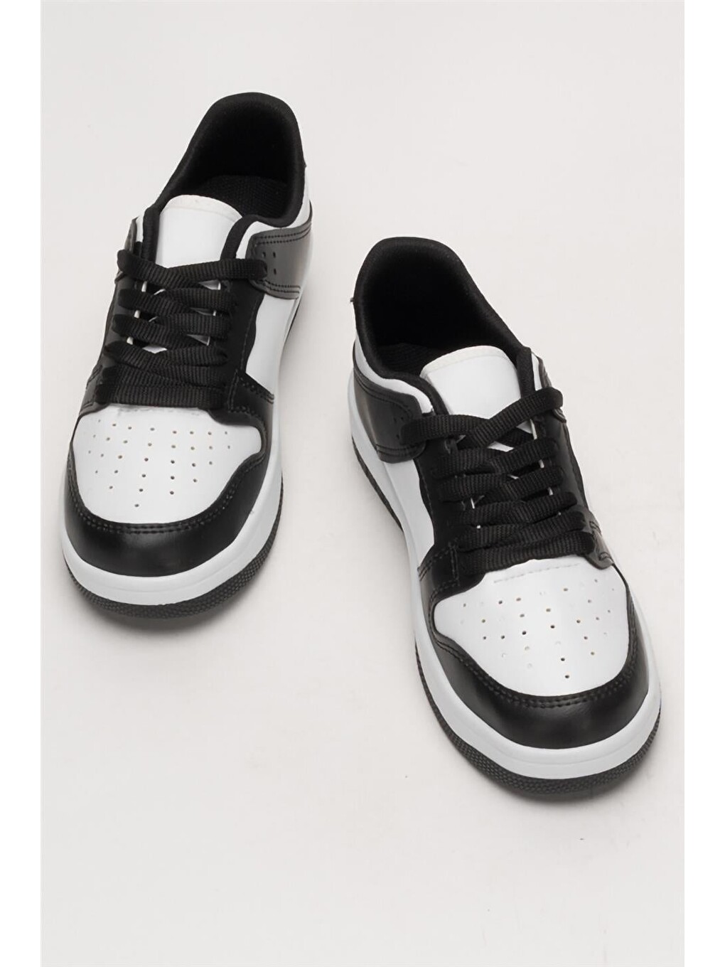 Unisex Bağcıklı Spor Sneaker Ayakkabı Beyaz - Siyah-9