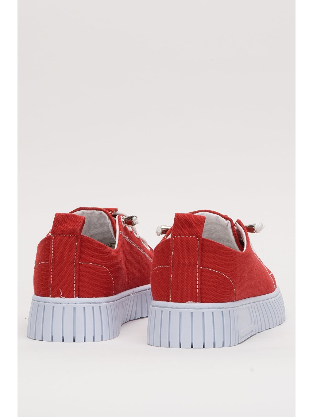 Kırmızı Unisex Kolay Giyilebilir Lastik Bağcıklı Spor Keten Sneaker Ayakkabı Kirmizi-3