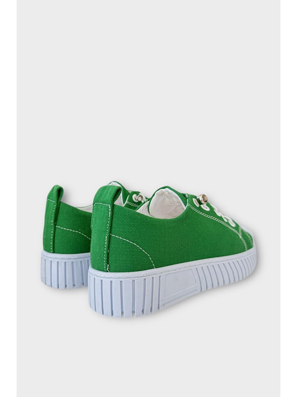 Unisex Kolay Giyilebilir Lastik Bağcıklı Spor Keten Sneaker Ayakkabı Yeşil-4